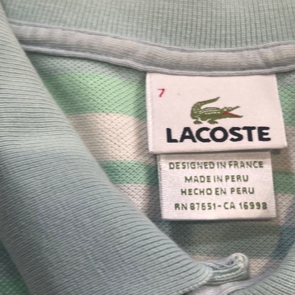 Lacoste Mens Striped Polo Shirt Size 7 (XXL) - Picture 3 of 10